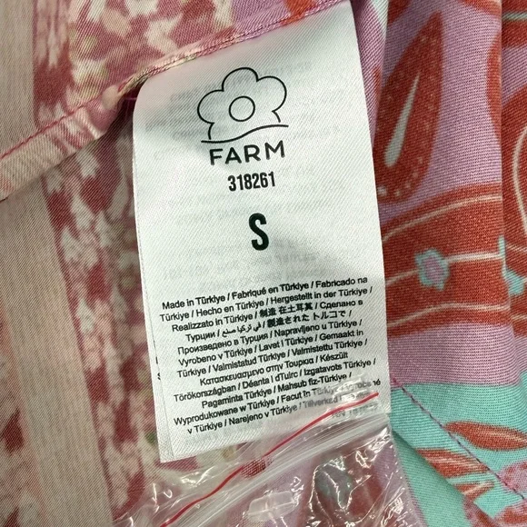 Farm Rio Mixed Scarves Midi Dress Size Small 100% Viscose Cut-Out Detail NWOT - Picture 8 of 12